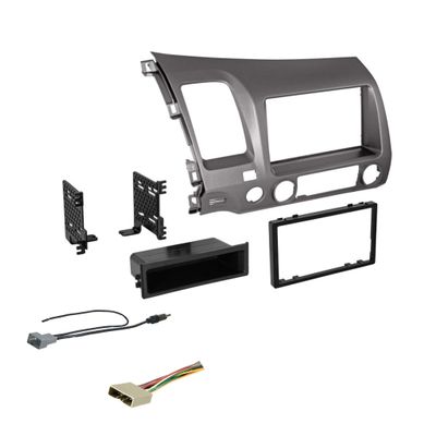 American International Honda Civic (2006-2011 All Trims) Double DIN or Single ISO w/Pocket Radio Dash Kit, Car Audio Wiring Harness & Antenna Adapter Included, Plug & Play Install, Metallic Taupe