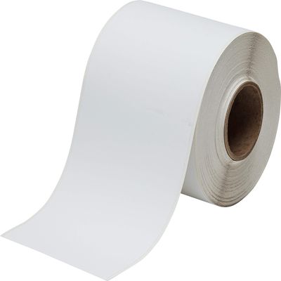 Brady Repositionable Inkjet Labels 4.00 in W x 100 ft L Vinyl White 100/Rl, Core Dia 1.88 in