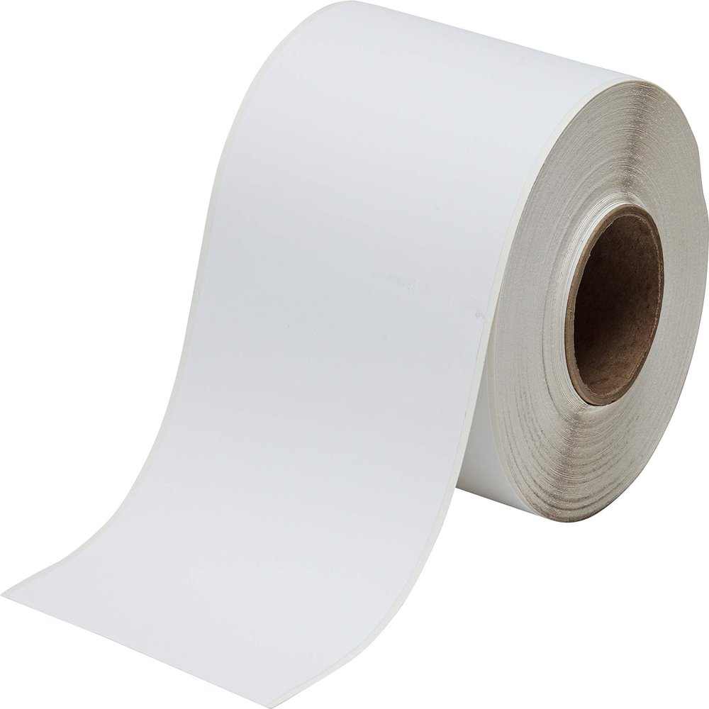Brady Repositionable Inkjet Labels 4.00 in W x 100 ft L Vinyl White 100/Rl, Core Dia 1.88 in