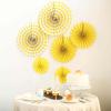 Efavormart Set of 6 Yellow Paper Fan Decorations - 8 inch Round Pleated Pinwheels for Summer Parties, Sunshine Themes and Classroom Decor view 2