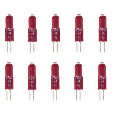 10W Halogen G4 Bulbs 12V Light Lamps T3 JC Bi-Pin Base for Infrared Lights, Massage Chair, Hair Dryer - Low Voltage, Red, 10 Pack