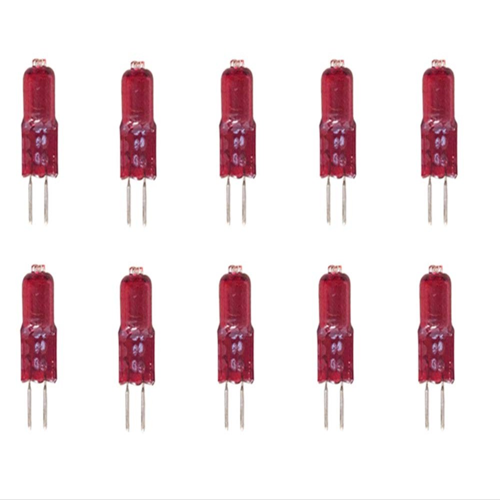 10W Halogen G4 Bulbs 12V Light Lamps T3 JC Bi-Pin Base for Infrared Lights, Massage Chair, Hair Dryer - Low Voltage, Red, 10 Pack