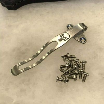 Satin Titanium Deep Pocket Clip & Screw Set For Benchmade OTF Infidel 3300