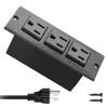 Recessed Power Strip Black Desk Mount Power Grommet Socket for Cabinet 3 AC Outlets 6.56'ft Power Cord for Counter Drawer Furniture Workbench UL ETL Certificated. view 1