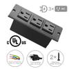 Recessed Power Strip Black Desk Mount Power Grommet Socket for Cabinet 3 AC Outlets 6.56'ft Power Cord for Counter Drawer Furniture Workbench UL ETL Certificated. view 3