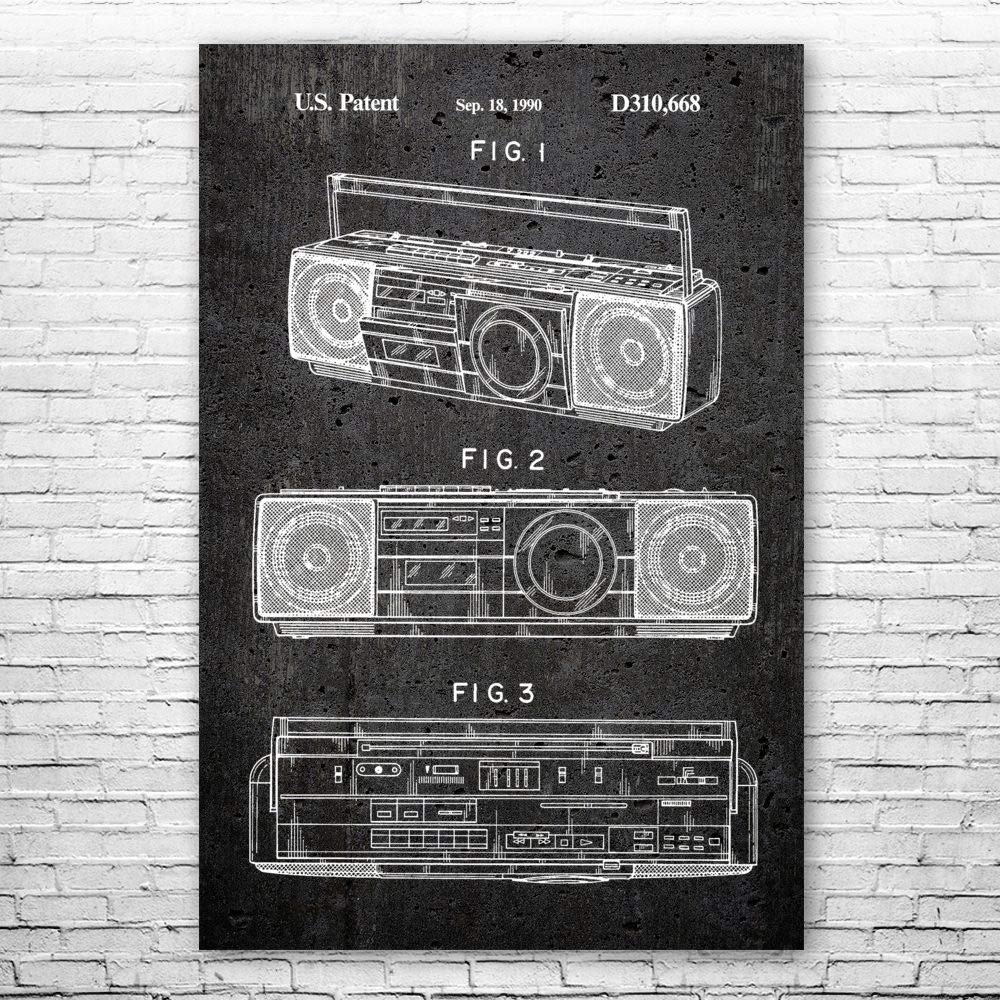 Boombox Tape Player Poster Print, Boombox Art, Radio Dj Gift, Music Art, Hip Hop Gift, Stereo Wall Art, Music Studio Art Dark Concrete (8 inch x 10 inch)