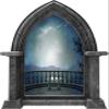 24" Castle Scape Balcony Mountain View Granite Castle Window Wall Decal Medieval Fantasy Landscape Removable Fabric Vinyl Wall Sticker Boys Room Decor view 1