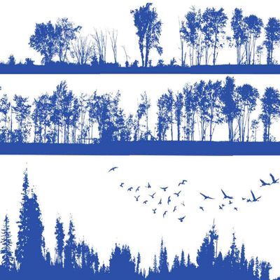 Ceramic Decals - Forest Silhouette (Blue, 19 x 13 Inch)