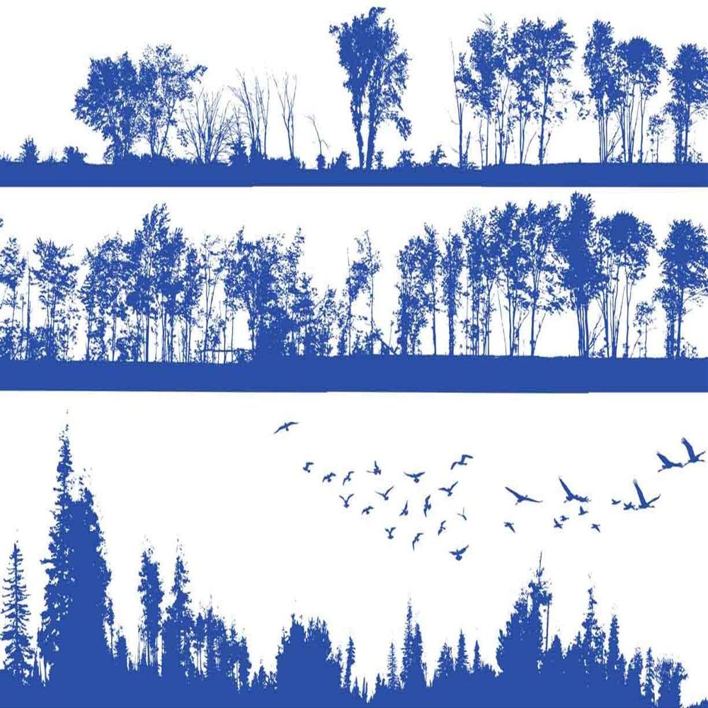 Ceramic Decals - Forest Silhouette (Blue, 19 x 13 Inch)