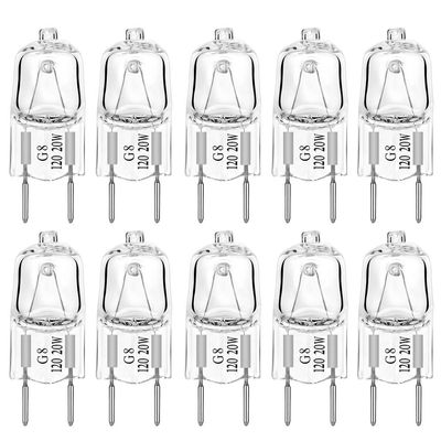 AHEVO G8 Light Bulbs 20Watt 120Volt Dimmable Halogen Light Bulb G8 Base Bi-Pin Shorter 20W T4 JCD Warm White Under Cabinet Puck Lighting Replacements,10Pack