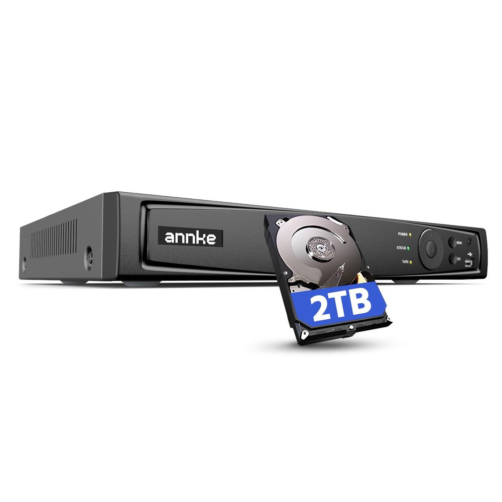 ANNKE 16 Channel NVR for Security Camera, 16CH 12MP (4096 X 3072) Network Video Recorder with 2TB Hard Drive Disk, Supports 12MP/8MP/6MP/5MP PoE IP Cameras, 24/7 Surveillance Recording