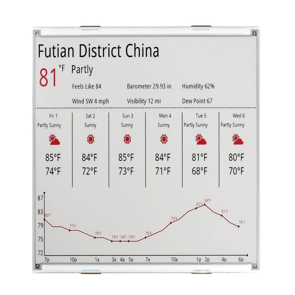 waveshare 12.48inch E-Ink Raw Display 1304984 Resolution Red/Black/White Three-Color SPI Interface Without PCB