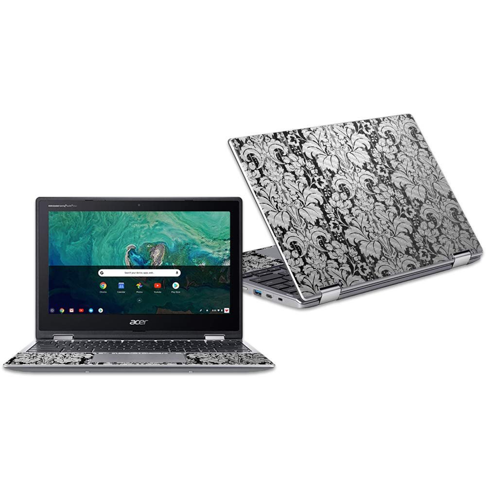 MightySkins Carbon Fiber Skin for Acer Chromebook Spin 11" CP311 - Floral Retro | Protective, Durable Textured Carbon Fiber Finish | Easy to Apply, Remove, and Change Styles | Made in The USA