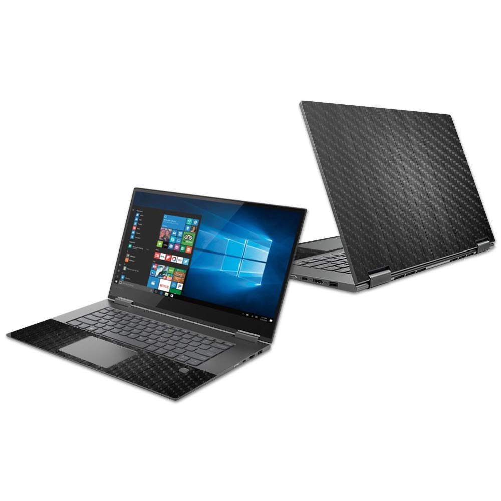 MightySkins Carbon Fiber Skin for Lenovo Yoga 730 15" (2018) - Black Wood,Protective, Durable Textured Carbon Fiber Finish,Easy to Apply, Remove, and Change Styles,