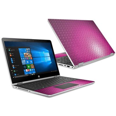 MightySkins Carbon Fiber Skin for HP Pavilion X360 15.6" (2018) - Pink Diamond Plate | Protective, Durable Textured Carbon Fiber Finish | Easy to Apply, Remove | Made in The USA