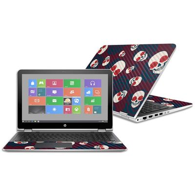 MightySkins Carbon Fiber Skin for HP Pavilion X360 15.6" (2016) - Skulls N Roses | Protective, Durable Textured Carbon Fiber Finish | Easy to Apply, Remove, and Change Styles | Made in The USA