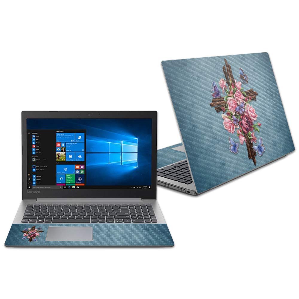 MightySkins Carbon Fiber Skin for IdeaPad 330 15" (2018) - Rose Cross | Protective, Durable Textured Carbon Fiber Finish | Easy to Apply, Remove, and Change Styles | Made in The USA