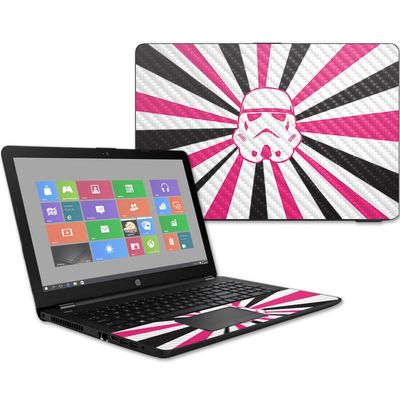 MightySkins Carbon Fiber Skin for HP 15T Laptop 15.6" (2017) - Pink Star Rays | Protective, Durable Textured Carbon Fiber Finish | Easy to Apply, Remove, and Change Styles | Made in The USA