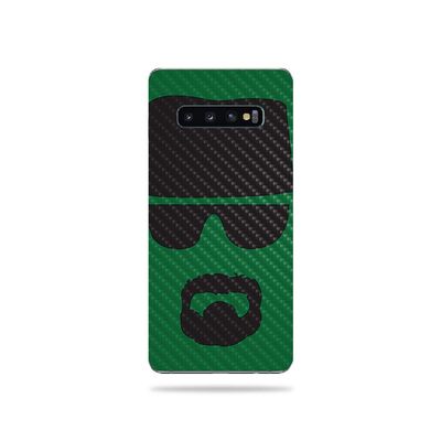 MightySkins Carbon Fiber Skin for Samsung Galaxy S10 Plus - Breaking Badass | Protective, Durable Textured Carbon Fiber Finish | Easy to Apply, Remove, and Change Styles | Made In The USA