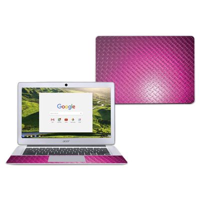 MightySkins Carbon Fiber Skin for Acer Chromebook 14" CB3-431 - Pink Diamond Plate | Protective, Durable Textured Carbon Fiber Finish | Easy to Apply, Remove, and Change Styles | Made in The USA