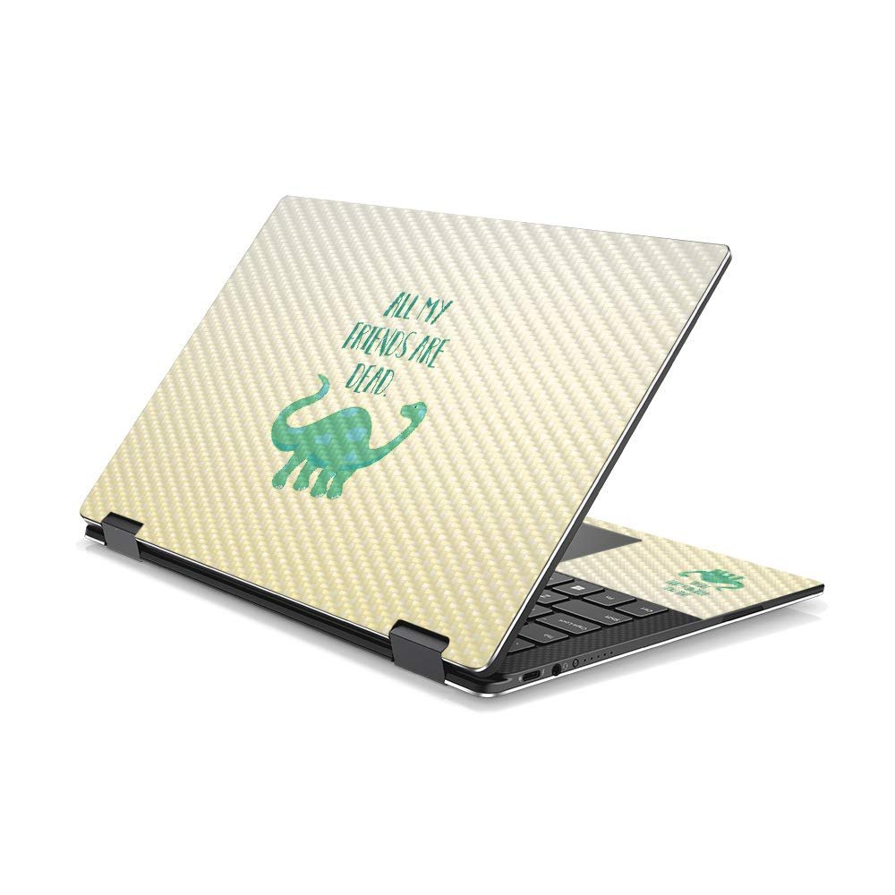 MightySkins Carbon Fiber Skin for DELL XPS 13 9365 2-in-1 (2017) - All My Friends are Dead | Protective, Durable Textured Carbon Fiber Finish | Easy to Apply, Remove | Made in The USA