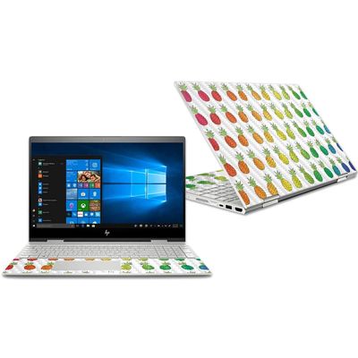 MightySkins Carbon Fiber Skin for HP Envy X360 Convertible 15" (2018) - Rainbow Pineapples | Protective, Durable Textured Carbon Fiber Finish | Easy to Apply, Remove | Made in The USA