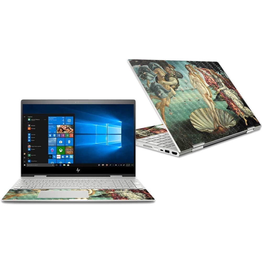 MightySkins Carbon Fiber Skin for HP Envy X360 Convertible 15" (2018) - Birth of Venus | Protective, Durable Textured Carbon Fiber Finish | Easy to Apply, Remove | Made in The USA