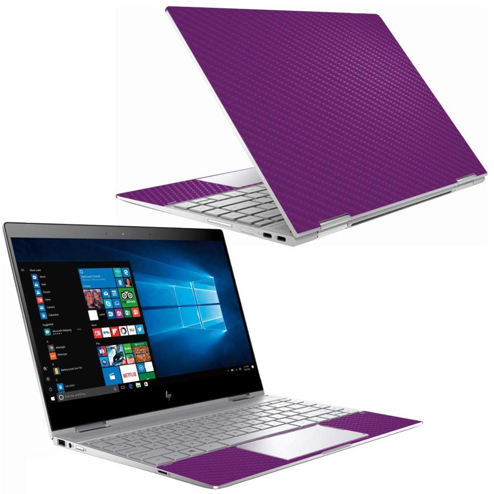 MightySkins Carbon Fiber Skin for HP Spectre X360 13" (2018) - Solid Purple | Protective, Durable Textured Carbon Fiber Finish | Easy to Apply, Remove, and Change Styles | Made in The USA