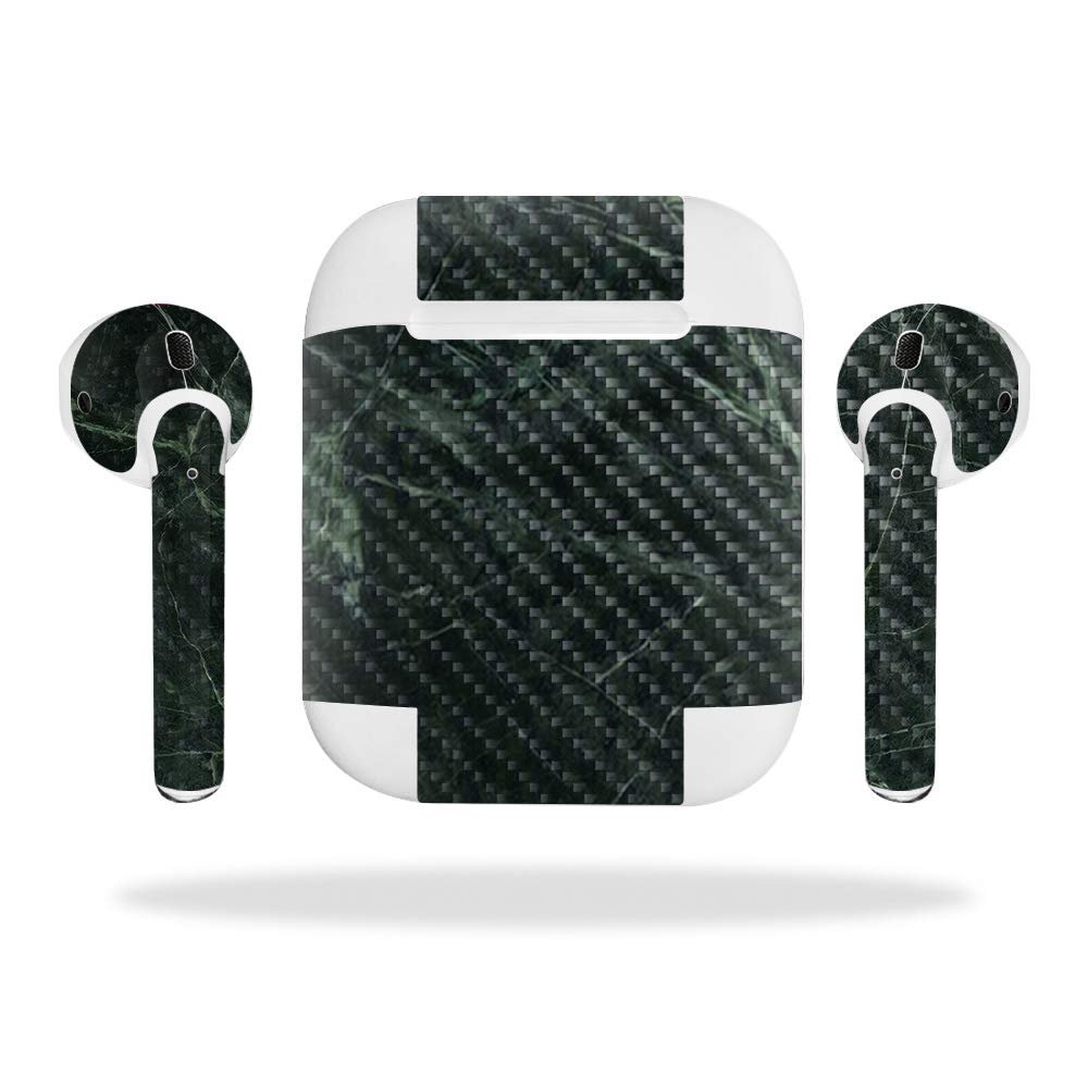 MightySkins Carbon Fiber Skin for Apple Airpods - Abstract Wood | Protective, Durable Textured Carbon Fiber Finish | Easy to Apply, Remove, and Change Styles | Made in The USA