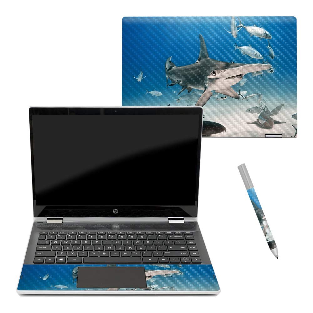 MightySkins Carbon Fiber Skin for Pavilion X360 14" (2018) - Hammerhead | Protective, Durable Textured Carbon Fiber Finish | Easy to Apply, Remove, and Change Styles | Made in The USA