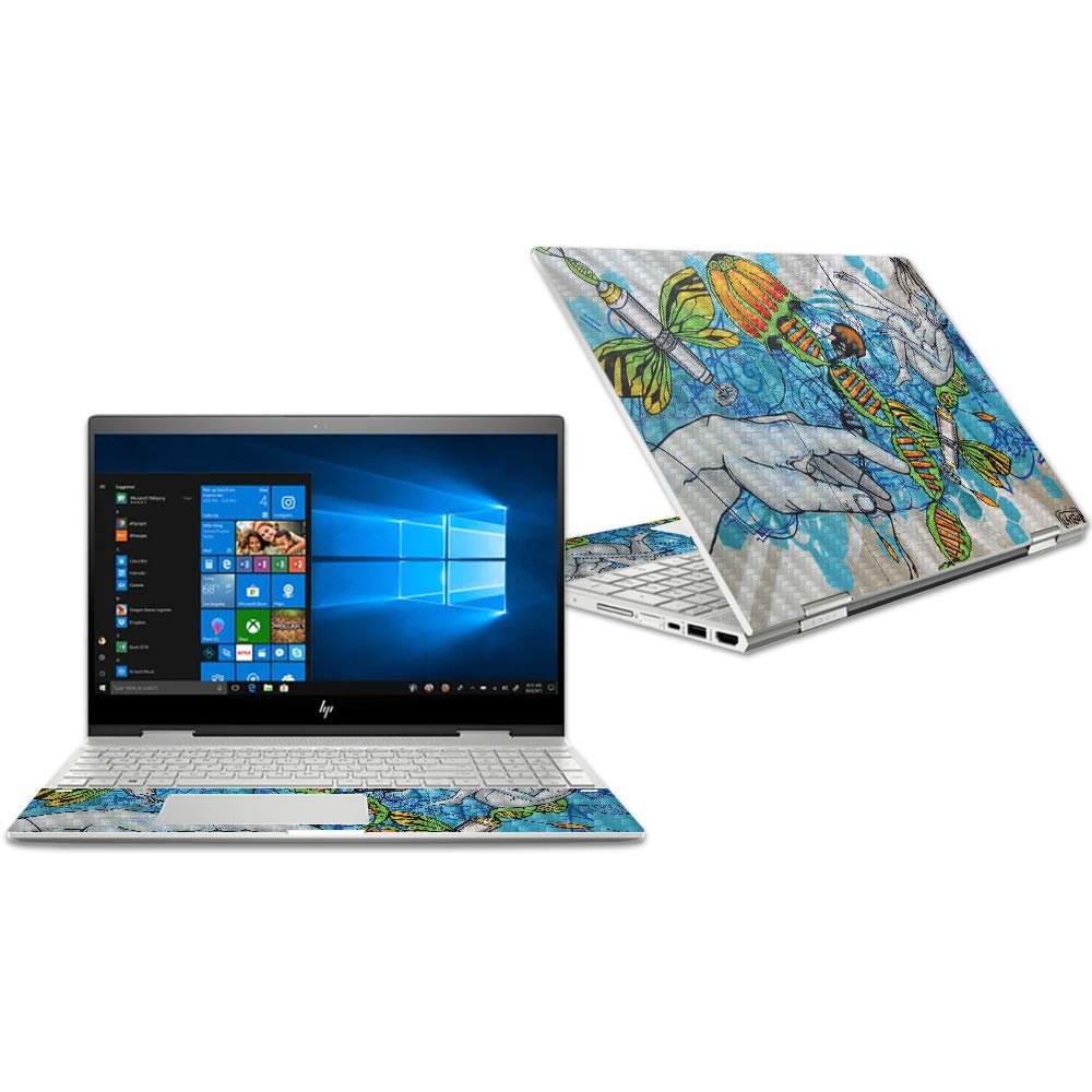 MightySkins Carbon Fiber Skin for HP Envy X360 Convertible 15" (2018) - Fantastic Voyage | Protective, Durable Textured Carbon Fiber Finish | Easy to Apply, Remove | Made in The USA