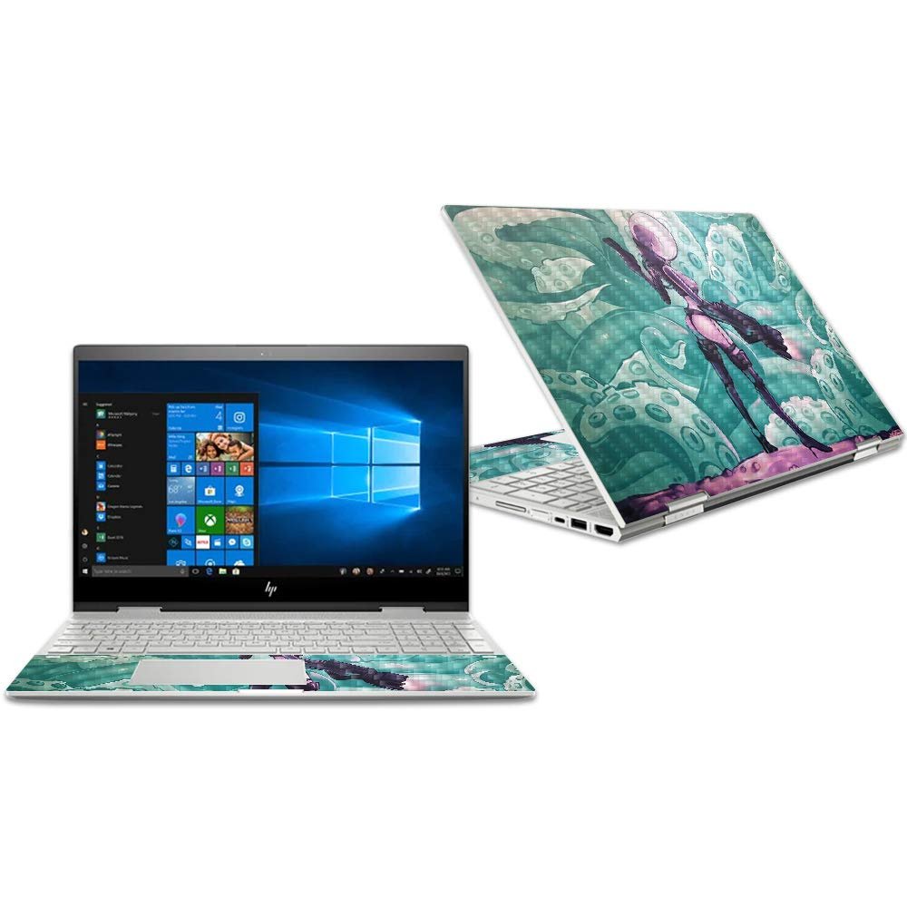 MightySkins Carbon Fiber Skin for HP Envy X360 Convertible 15" (2018) - Tentacle Invasion | Protective, Durable Textured Carbon Fiber Finish | Easy to Apply, Remove | Made in The USA