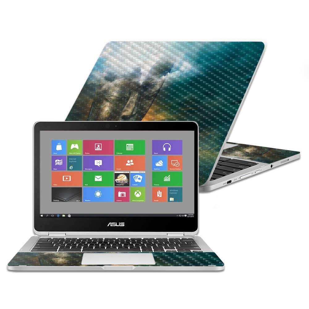 MightySkins Carbon Fiber Skin for Asus Chromebook Flip C302CA 12.5" (2016) - Insight Buddha | Protective, Durable Textured Carbon Fiber Finish | Easy to Apply, Remove | Made in The USA