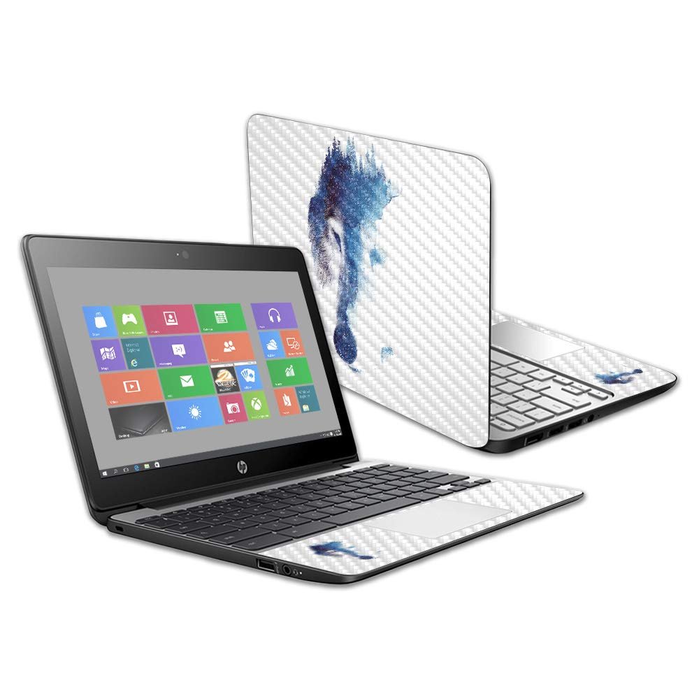 MightySkins Carbon Fiber Skin for HP Chromebook 11 G5 11.6" - Blue Scales | Protective, Durable Textured Carbon Fiber Finish | Easy to Apply, Remove, and Change Styles | Made in The USA