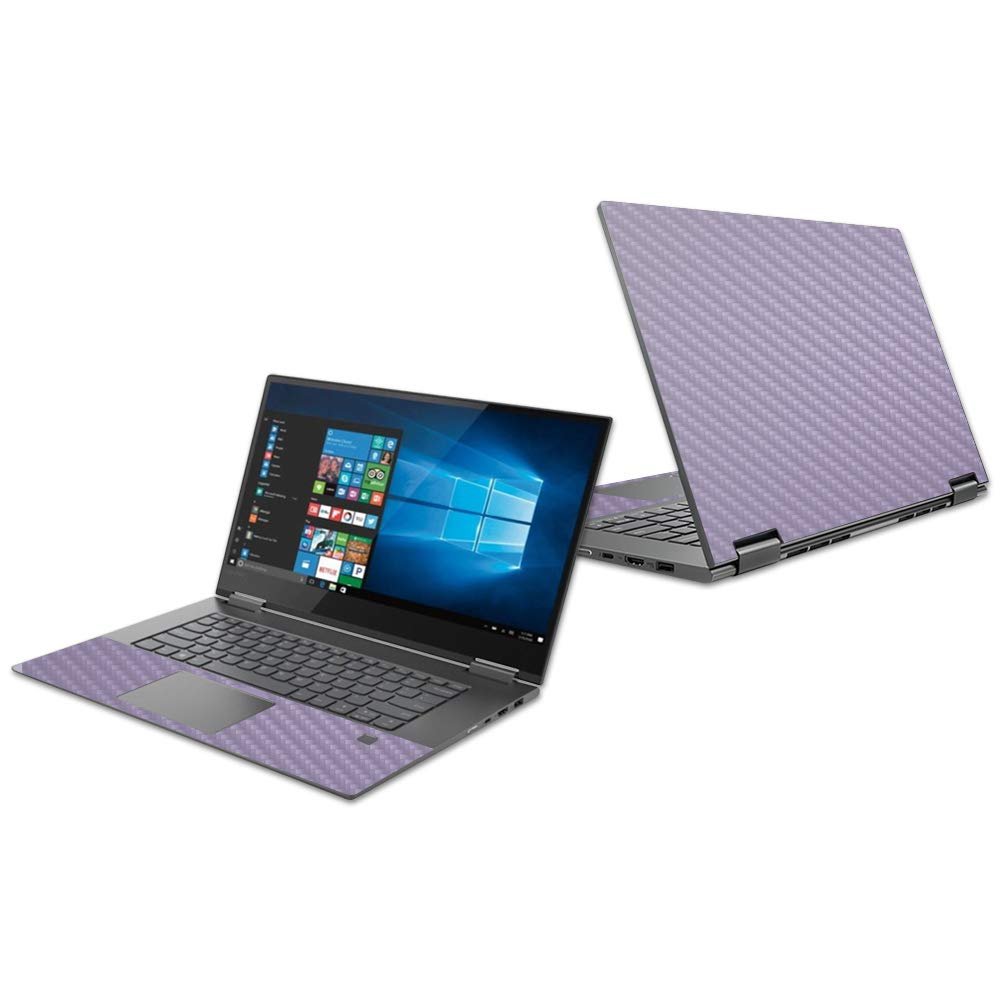 MightySkins Carbon Fiber Skin for Lenovo Yoga 730 15" (2018) - Solid Lavender,Protective, Durable Textured Carbon Fiber Finish,Easy to Apply, Remove, and Change Styles,