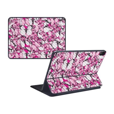 MightySkins Carbon Fiber Skin For Apple iPad Pro Smart Keyboard 11" (2018) - Butterflies - Protective, Durable Textured Carbon Fiber Finish - Easy To Apply, Remove, and Change Styles - Made in the USA