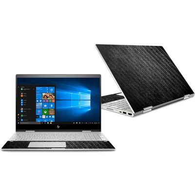 MightySkins Carbon Fiber Skin for HP Envy X360 Convertible 15" (2018) - Black Leather | Protective, Durable Textured Carbon Fiber Finish | Easy to Apply, Remove | Made in The USA