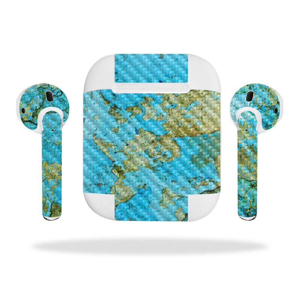 MightySkins Carbon Fiber Skin for Apple Airpods - Abstract Wood | Protective, Durable Textured Carbon Fiber Finish | Easy to Apply, Remove, and Change Styles | Made in The USA