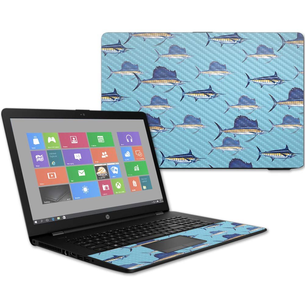 MightySkins Carbon Fiber Skin for HP 17T Laptop 17.3" (2017) - Billfish Stripes | Protective, Durable Textured Carbon Fiber Finish | Easy to Apply, Remove, and Change Styles | Made in The USA