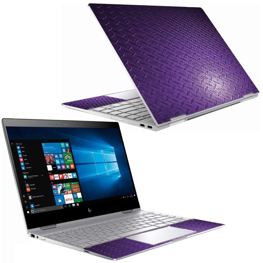 MightySkins Carbon Fiber Skin for HP Spectre X360 13" (2018) - Purple Diamond Plate | Protective, Durable Textured Carbon Fiber Finish | Easy to Apply, Remove | Made in The USA
