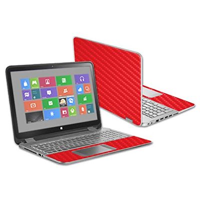 MightySkins Carbon Fiber Skin for HP Envy X360 15.6" - Solid Red | Protective, Durable Textured Carbon Fiber Finish | Easy to Apply, Remove, and Change Styles | Made in The USA