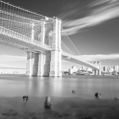 Posterazzi PDXFAF1388SMALL Brooklyn Bridge Black and White Photo Print, 18 x 24, Multi