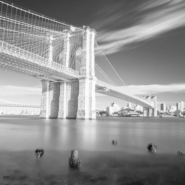 Posterazzi PDXFAF1388SMALL Brooklyn Bridge Black and White Photo Print, 18 x 24, Multi