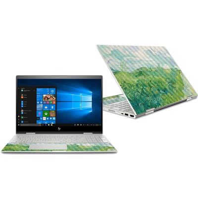 MightySkins Carbon Fiber Skin for HP Envy X360 Convertible 15" (2018) - Green Wheat Fields | Protective, Durable Textured Carbon Fiber Finish | Easy to Apply, Remove | Made in The USA