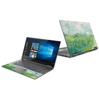 MightySkins Carbon Fiber Skin for Lenovo Yoga 730 15" (2018) - Green Wheat Fields | Protective, Durable Textured Carbon Fiber Finish | Easy to Apply, Remove, and Change Styles | Made in The USA