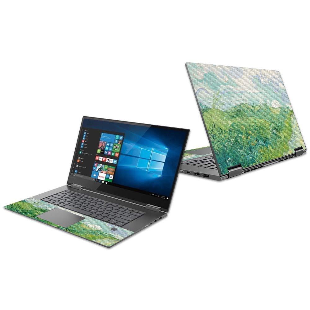 MightySkins Carbon Fiber Skin for Lenovo Yoga 730 15" (2018) - Green Wheat Fields | Protective, Durable Textured Carbon Fiber Finish | Easy to Apply, Remove, and Change Styles | Made in The USA
