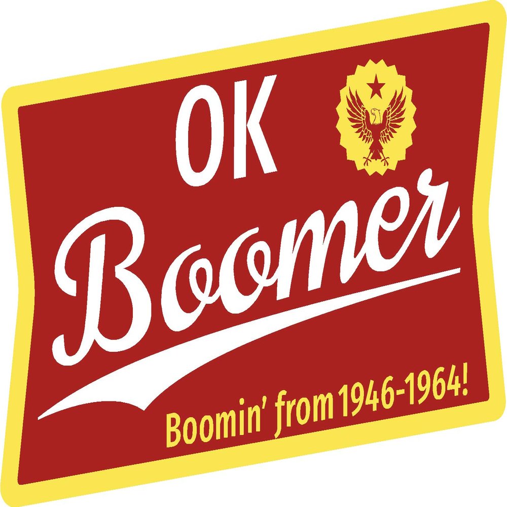 OK Boomer, RED, Yellow, Boomer, car Window, Funny, Humorous, Joke, I Make Decals, 3.2 inch high, 6 inch Wide, Phone, Tool, Lunch, Box, Vinyl, Decal, Sticker