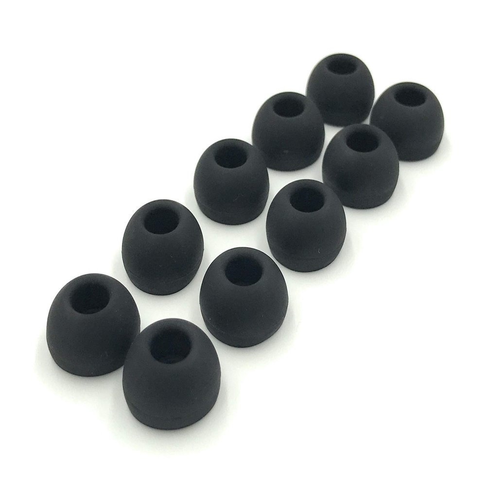 10 Pairs Large Black Silicone Replacement Ear Buds Tips Covers