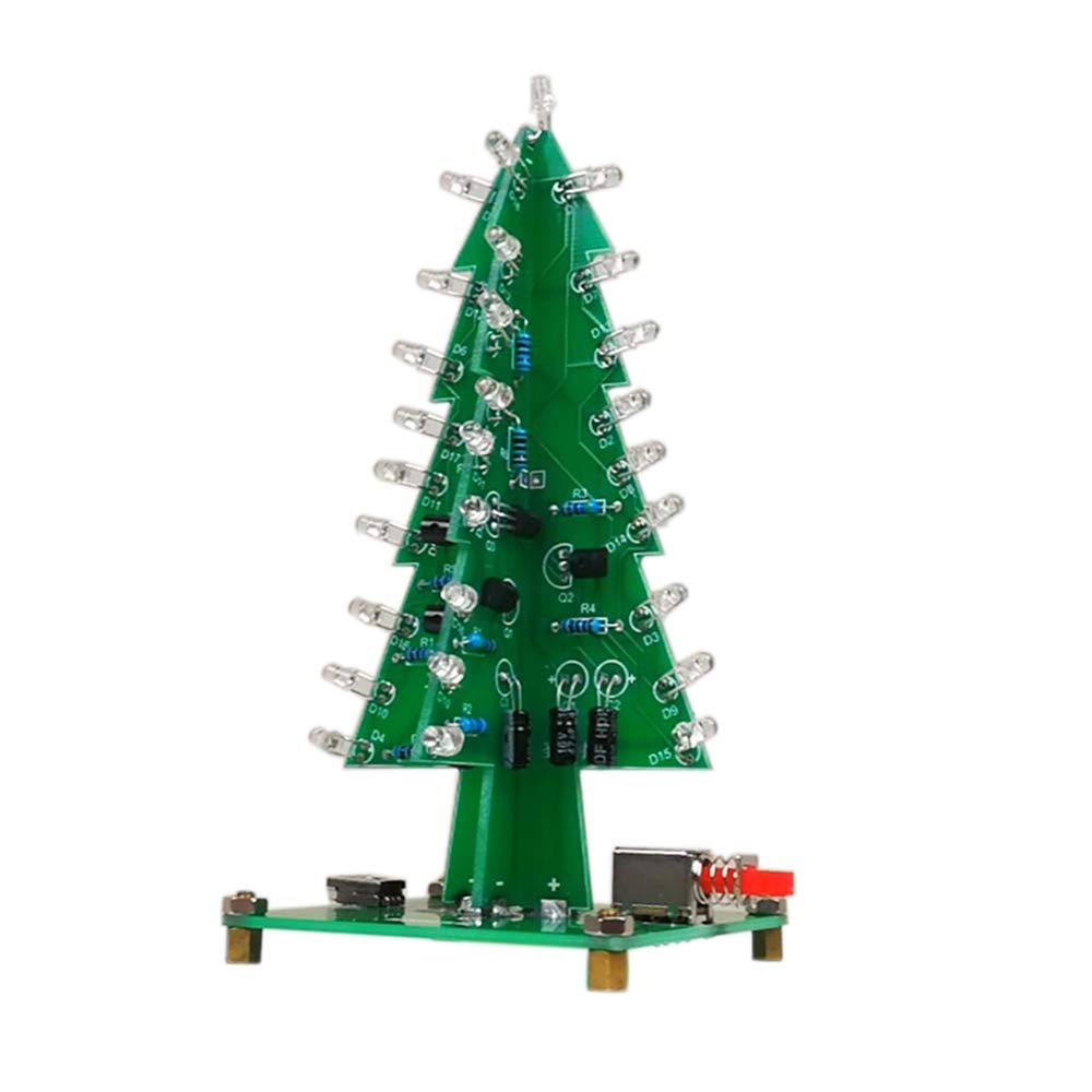 Taidacent Christmas Tree Soldering Kit Colorful LED Flash Tree Parts Electric Welding Kit DIY Parts Soldering Electronic Components (Tricolor Light Parts)