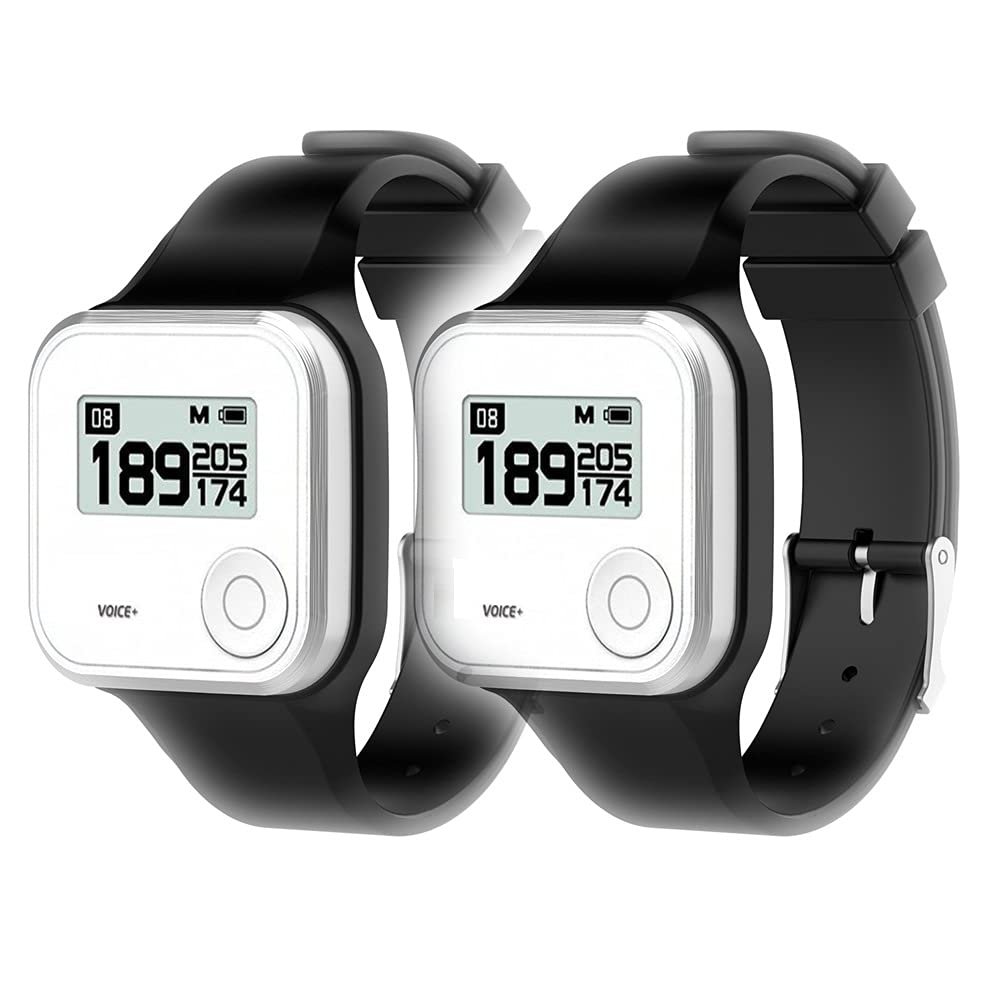 2pcs Silicone Watchband Adjustable Replacement Wristband Compatible with GolfBuddy Voice/Voice 2 Golf Rangefinder (Black_Black)